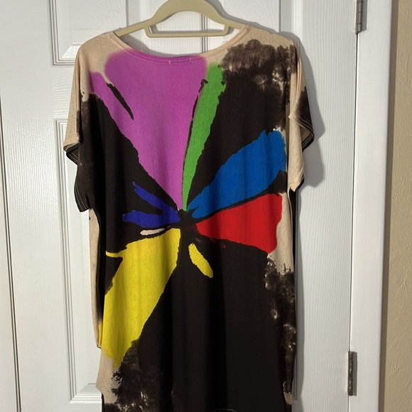 GRAND art to wear colorburst oversize tunic top sequins pull over sleeveless OS - Picture 6 of 10